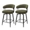 Set of 2/4 Modern Fabric/Leatherette Swivel Bar Stool with Tapered Black Metal Legs